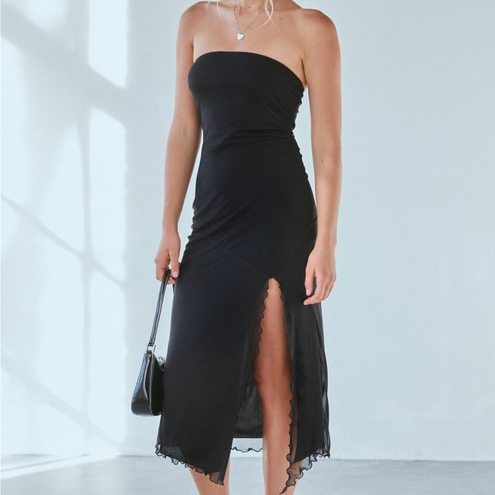 Urban Outfitters Samara Mesh Strapless Midi Dress